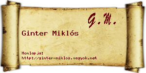 Ginter Miklós névjegykártya